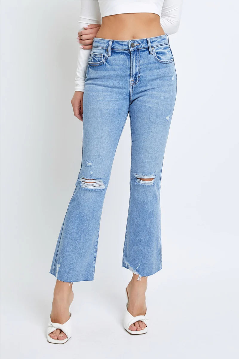 What Shoes to Wear With Happi Cropped Flare Denim Jeans