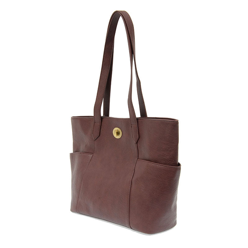 Burgundy Turn Lock Tote Bag