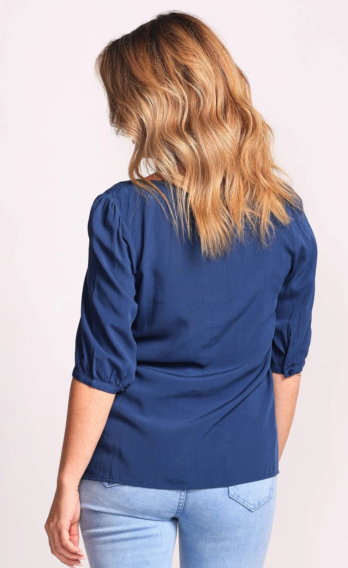 Cinched Sleeve Elbow Length Top