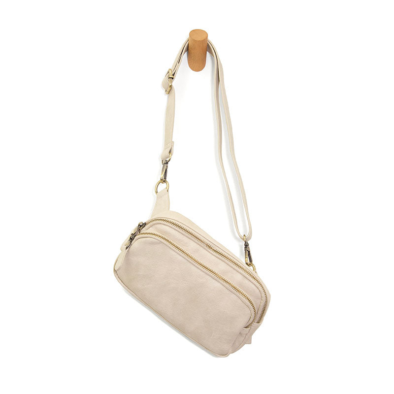 Cream Double Zip Sling Bag