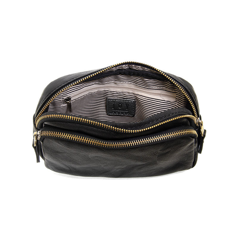 Double Zipper Black Sling Bag