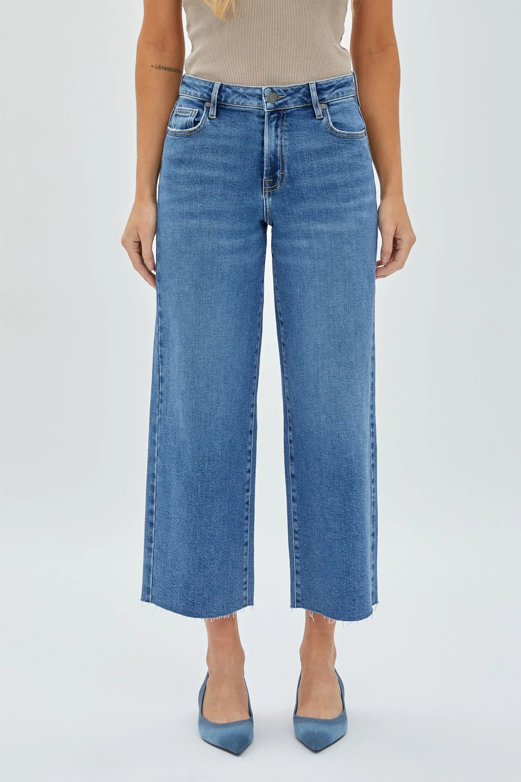 High waisted cropped wide 2024 leg jeans