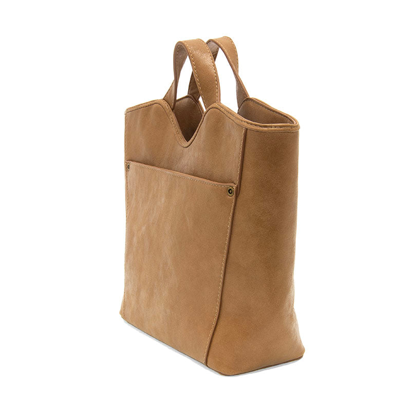 Leather Handle Tote Bag Brown