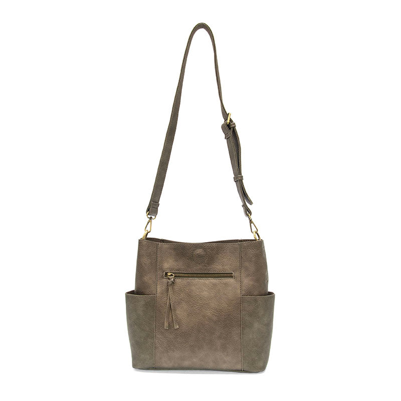 Leather Side Pocket Bucket Bag