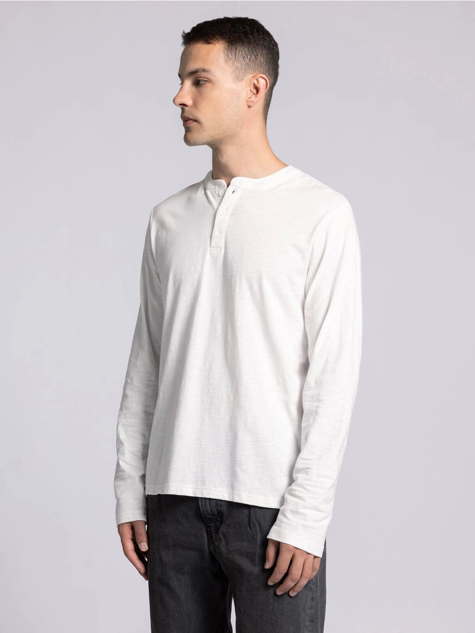 Mens Comfy White Henley Top