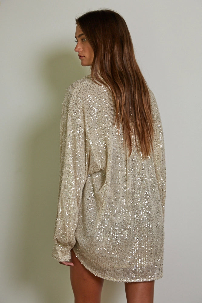 Sparkly Sequin Button Top
