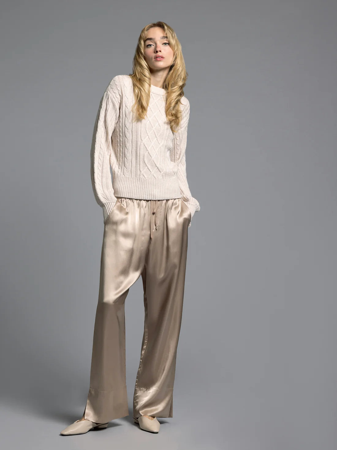 White Cable Knit Sweater