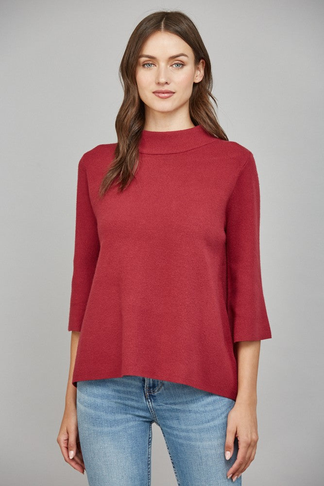 berry red mock neck sweater