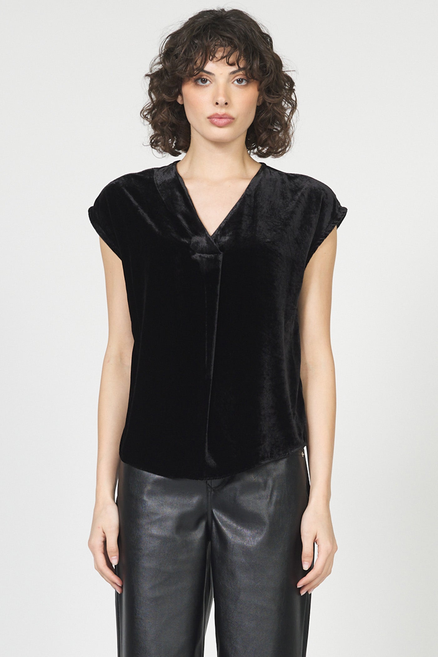 black velvet cap sleeve top