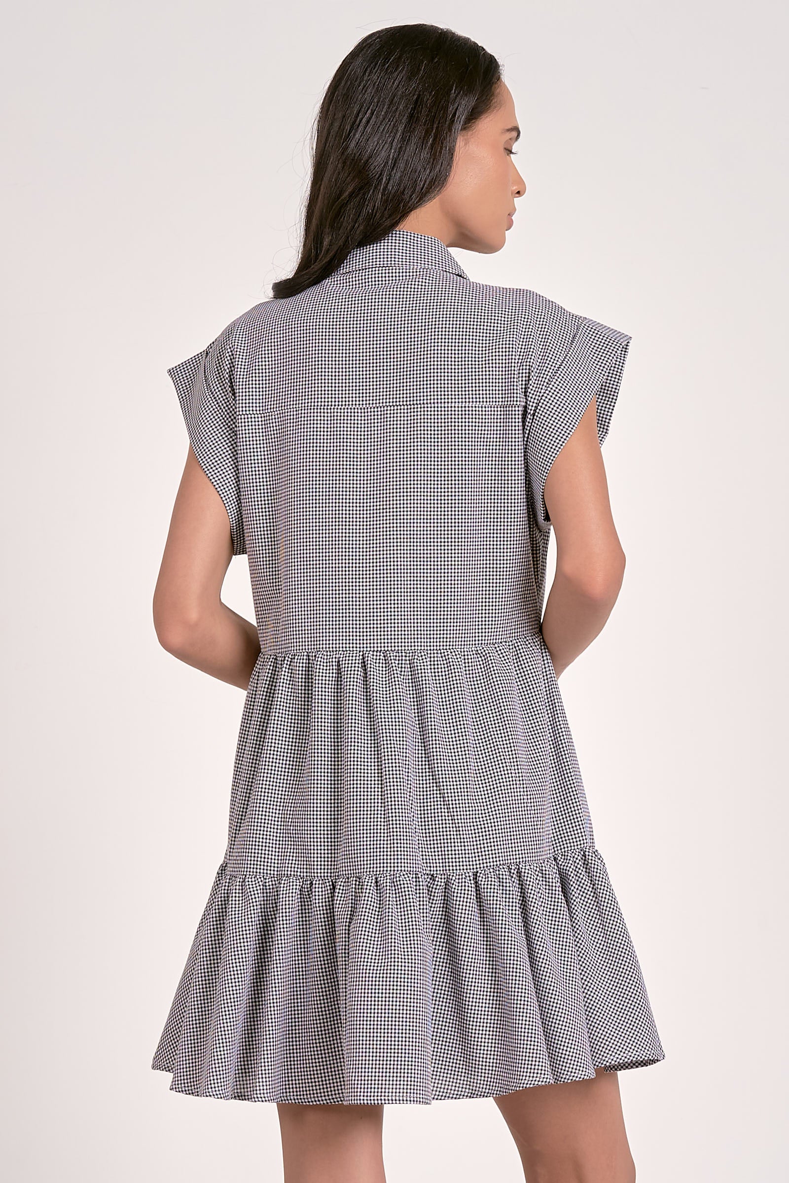 black white seersucker dress back