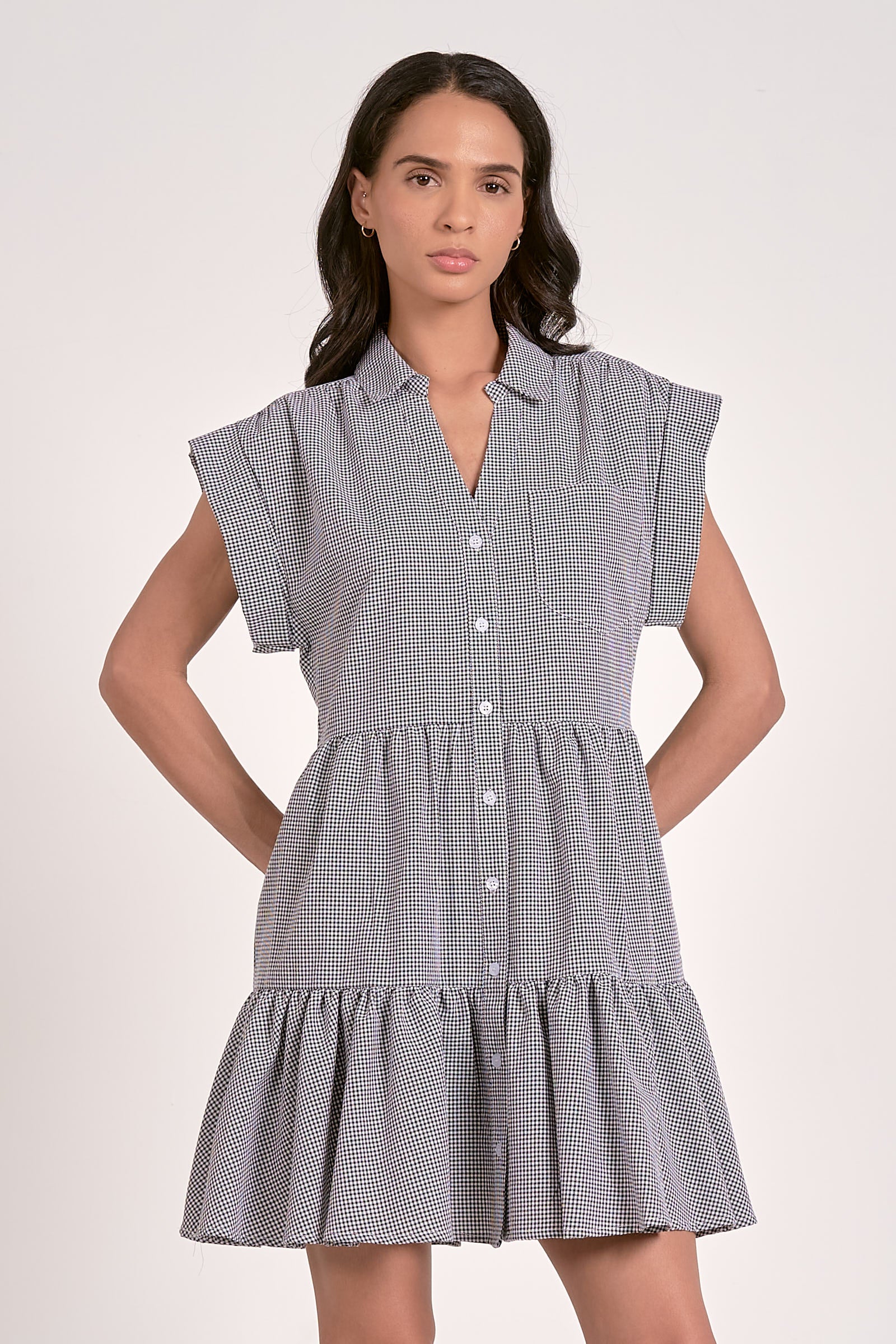 black white seersucker dress