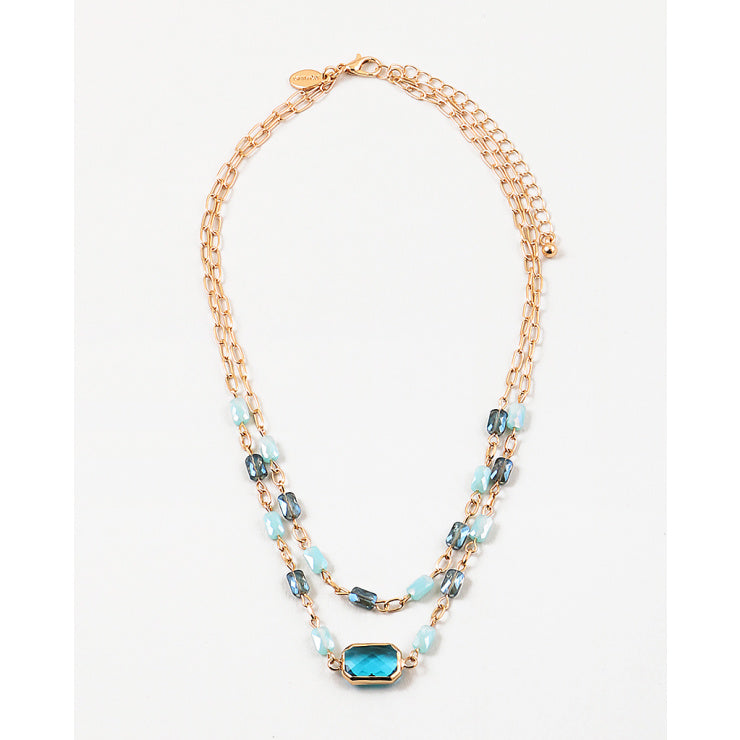 blue gemstone double strand necklace