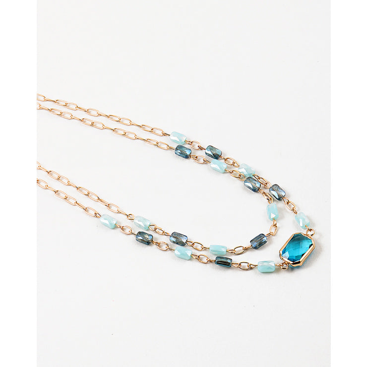 blue gemstone multi layer necklace