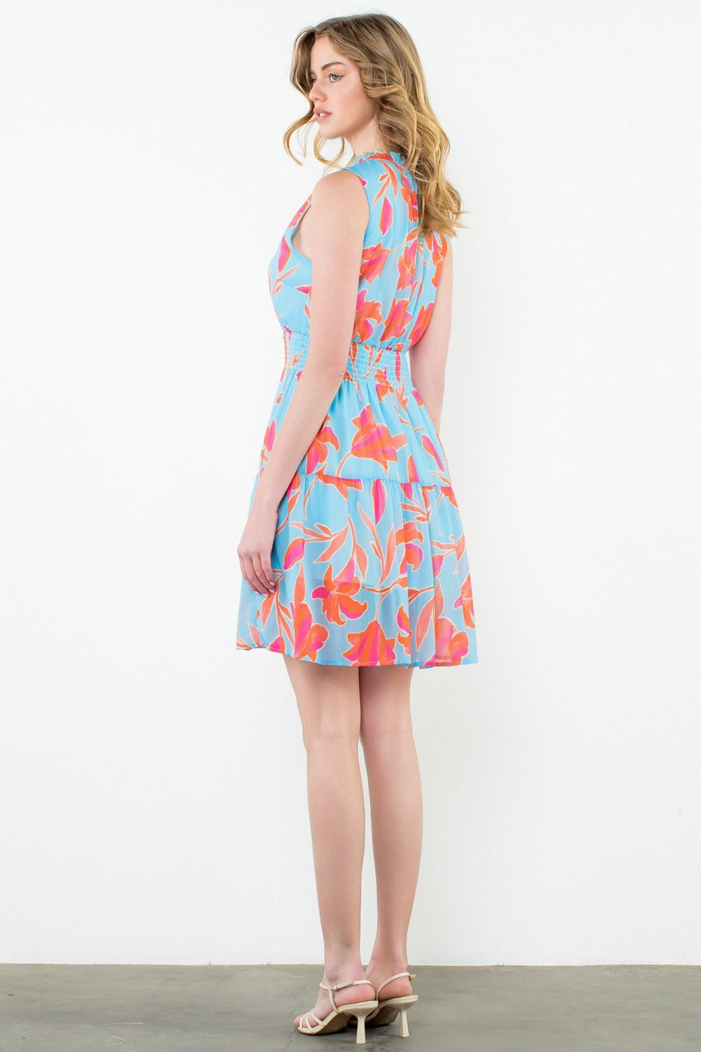 blue tassel short dress back