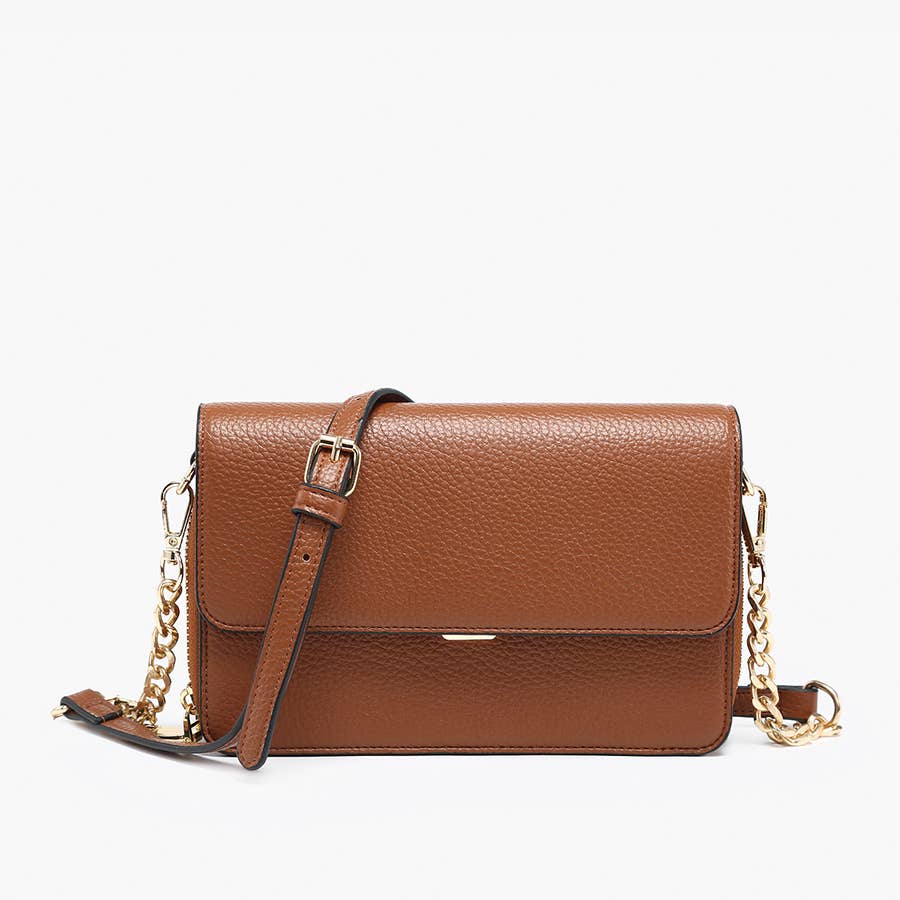 brown flapover crossbody bag