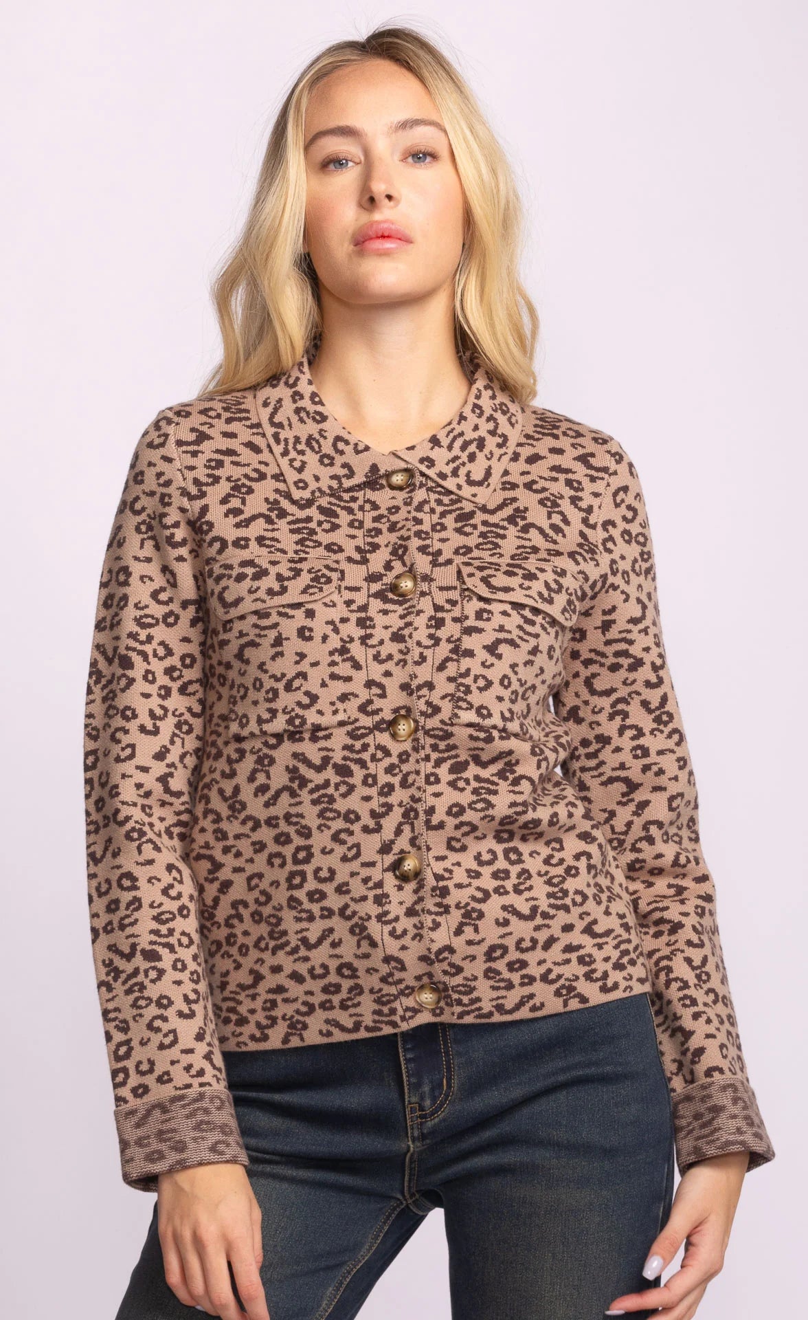 brown leopard print shacket