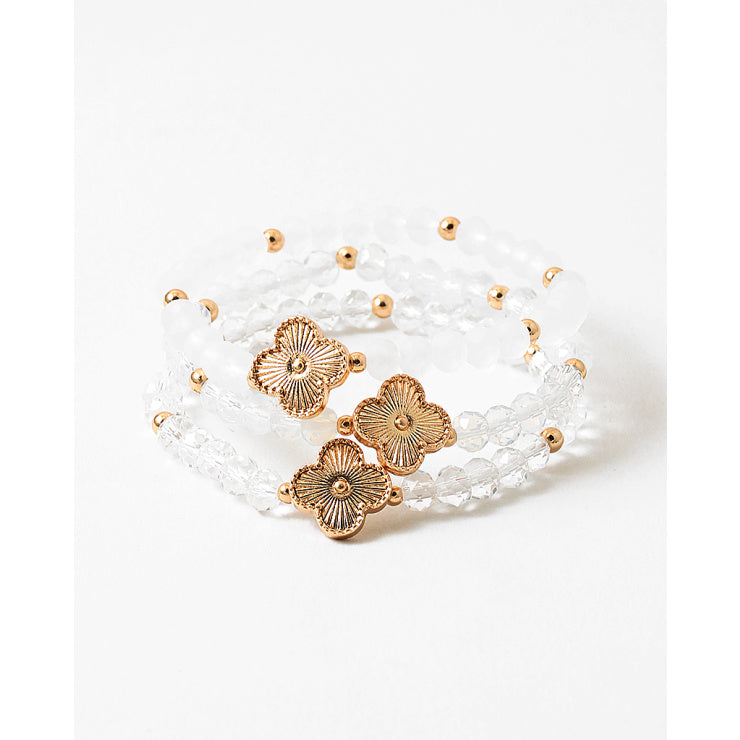 clear bead gold flower bracelet