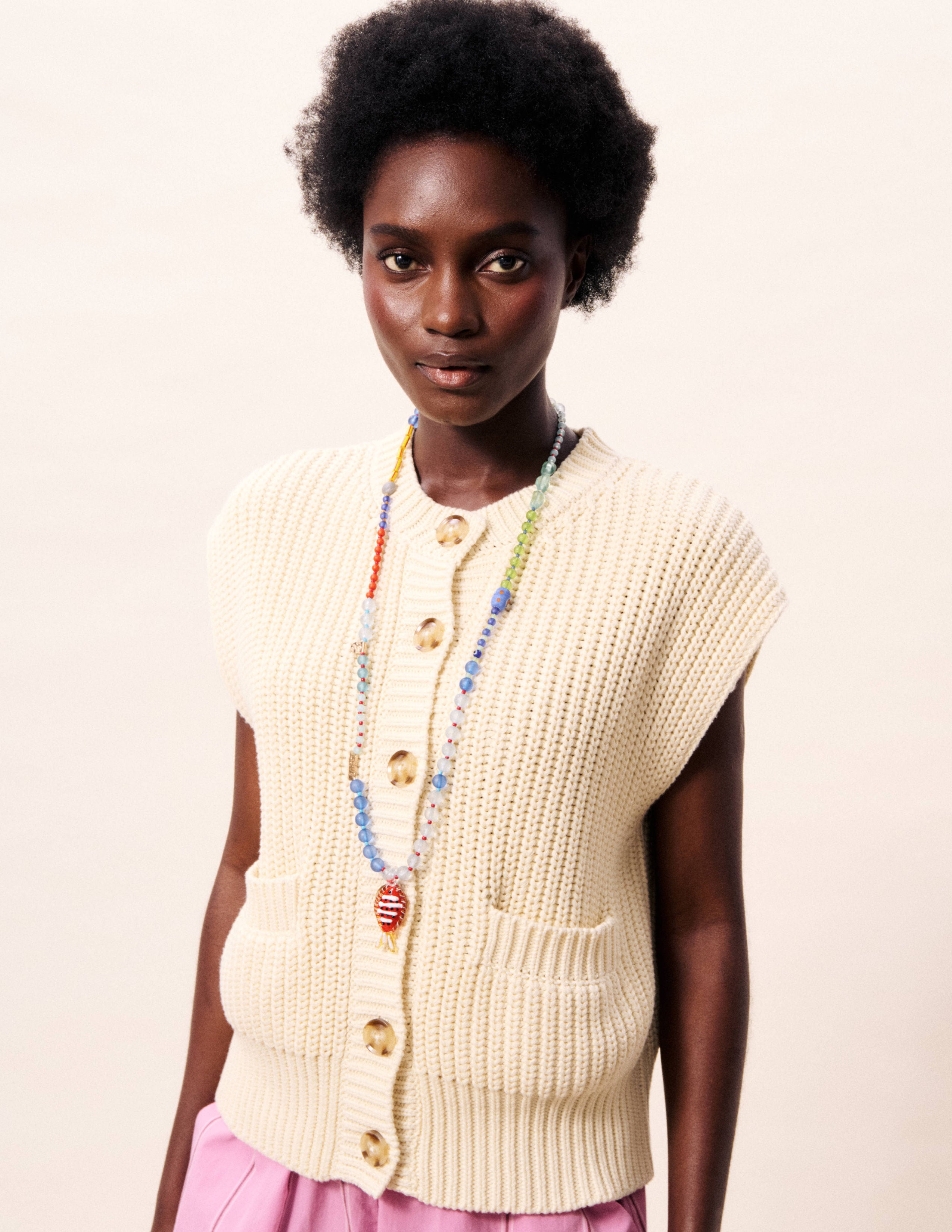 cream vest cardigan