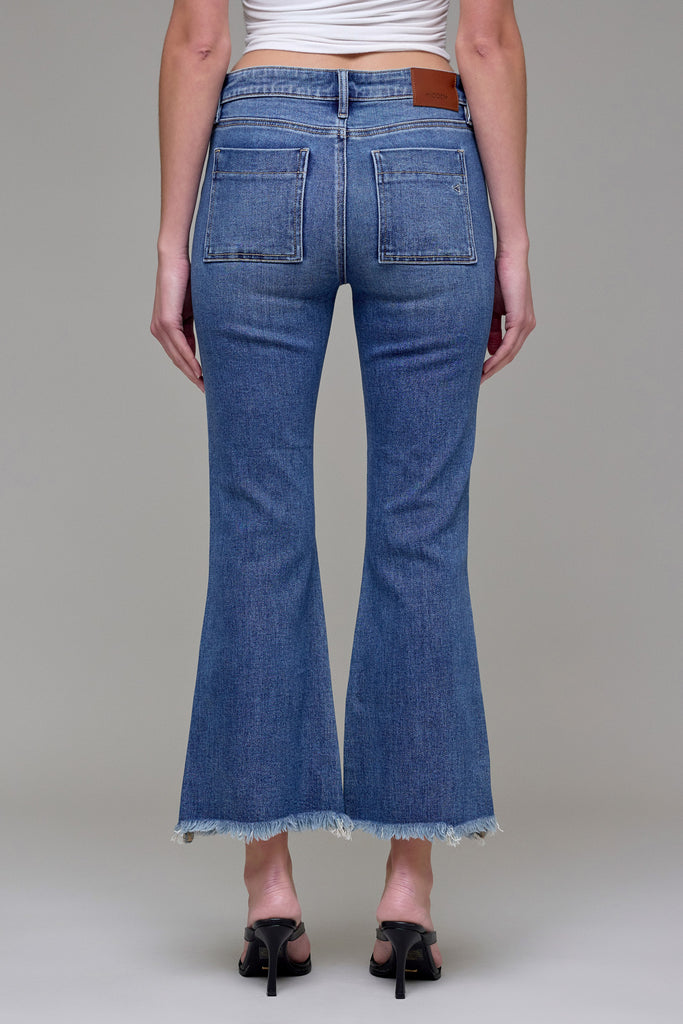 cropped happy flare back pockets