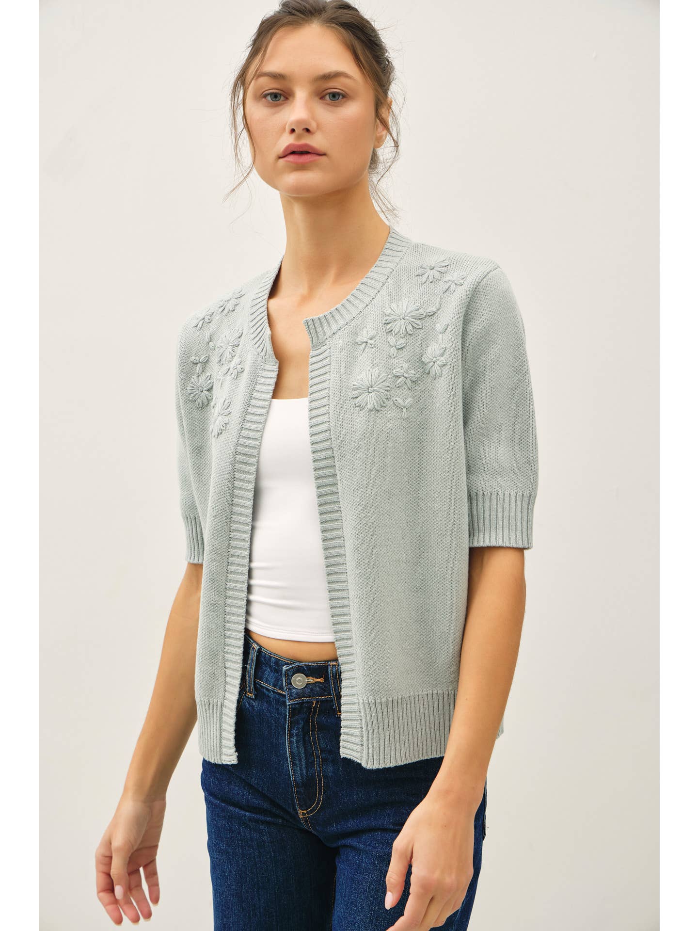 daisy open cardigan sage