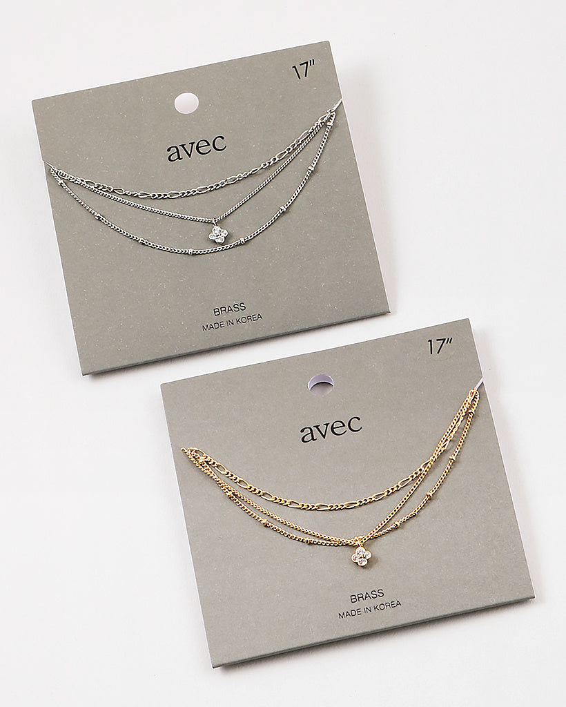Gold and Clover Multi Strand Necklace