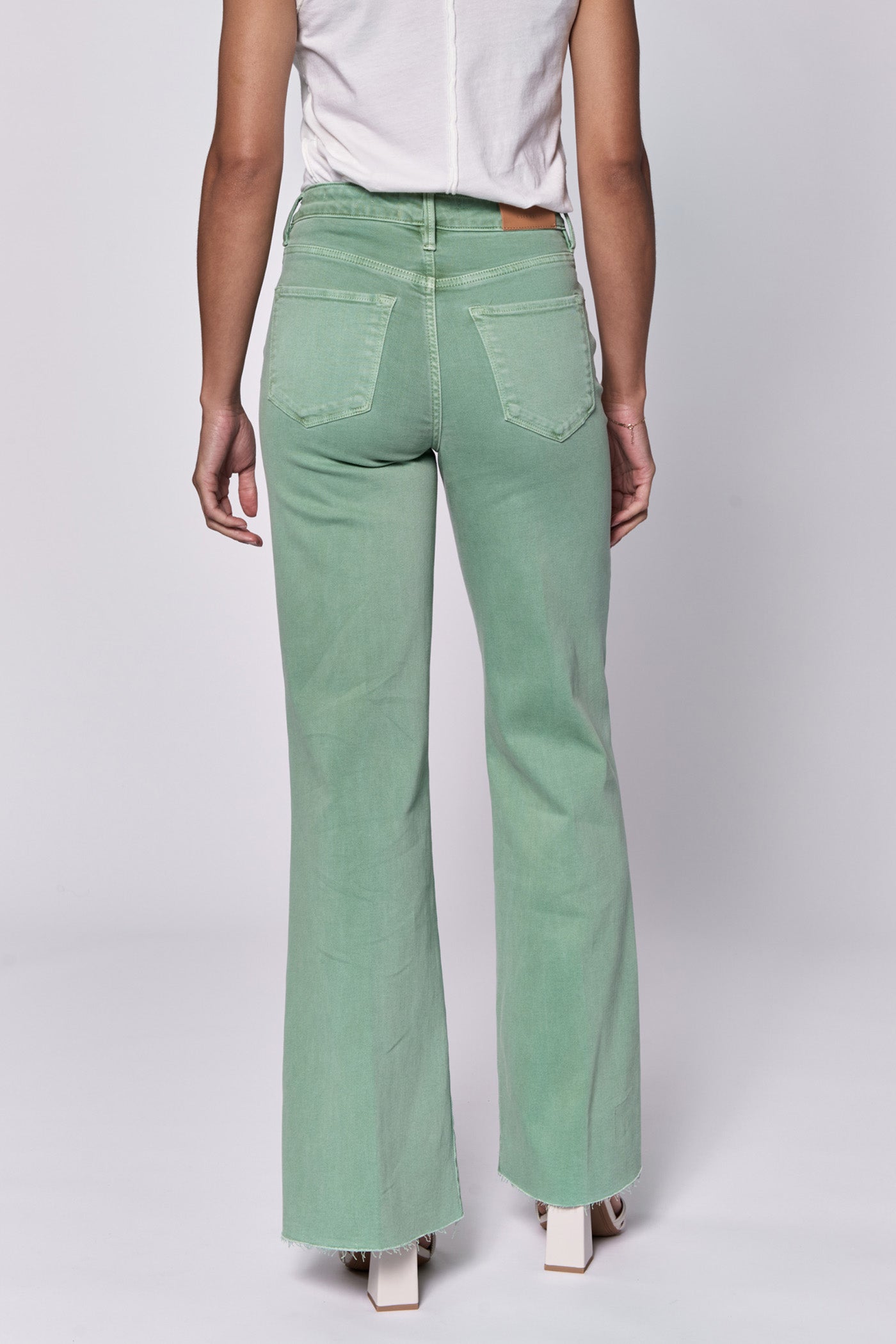 green high rise jeans wide leg