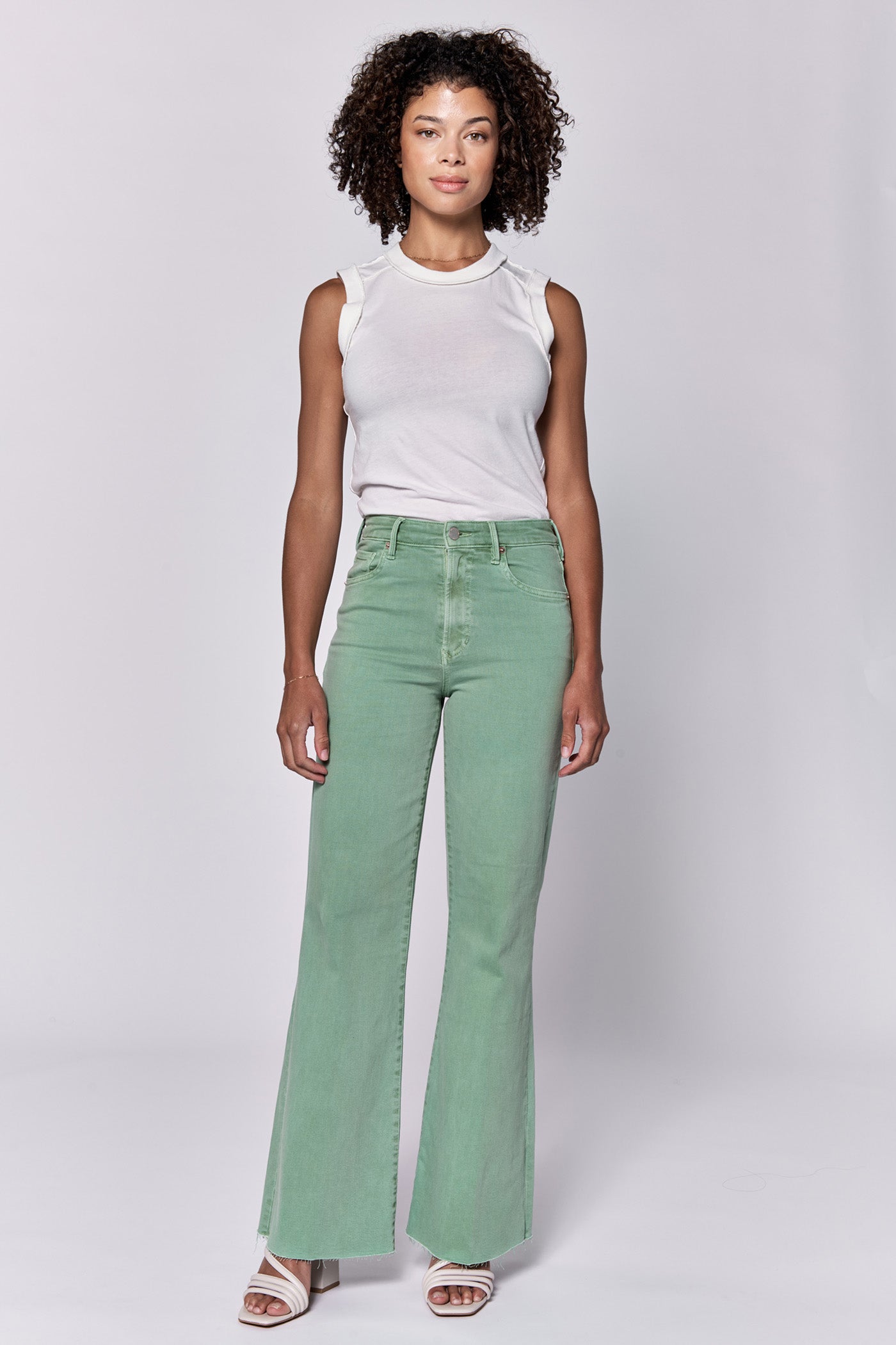green wide leg Fiona high rise jeans