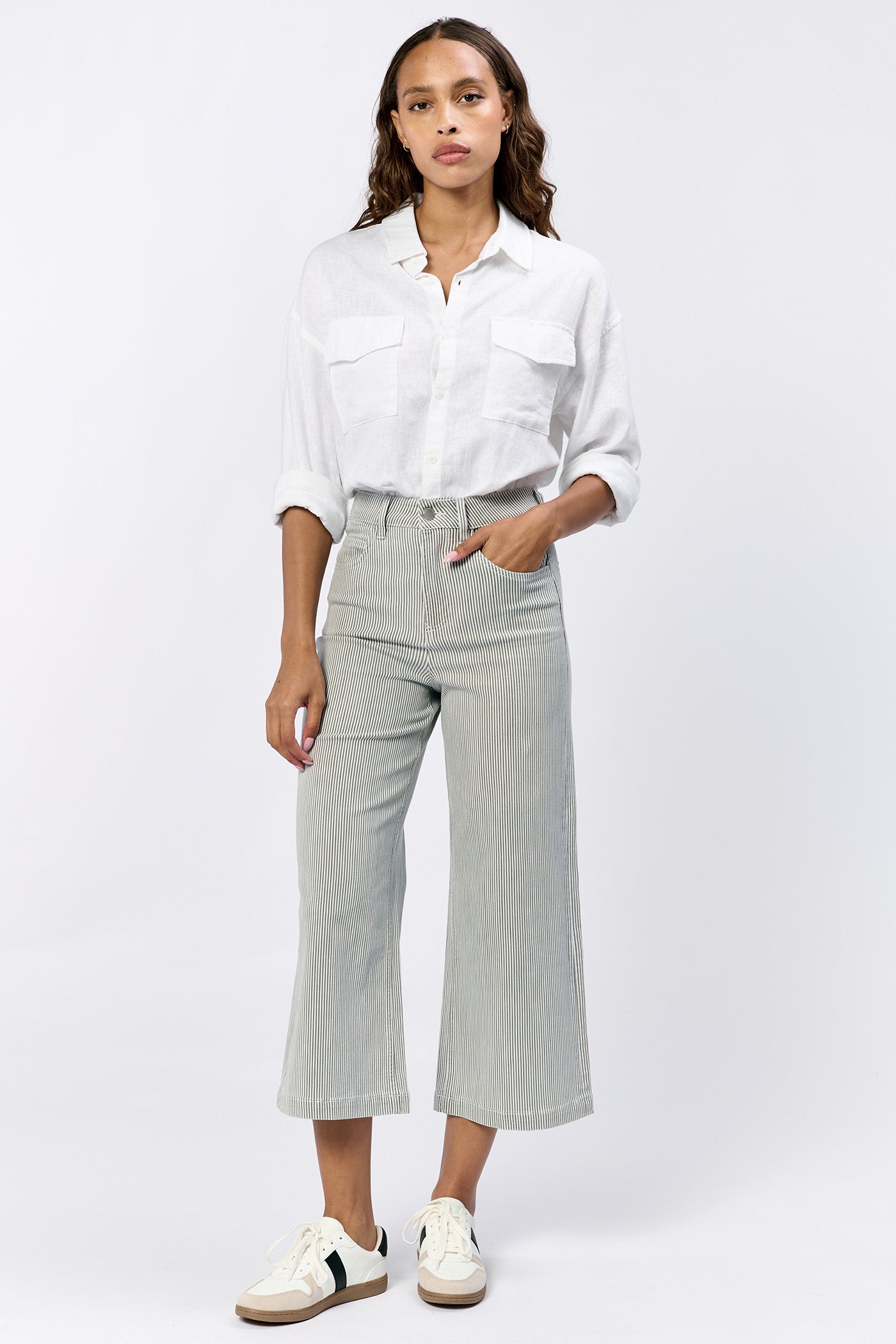 grey striped jeans pocket