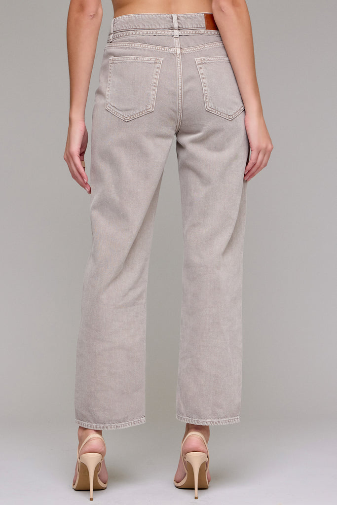 grey tie waist jean back