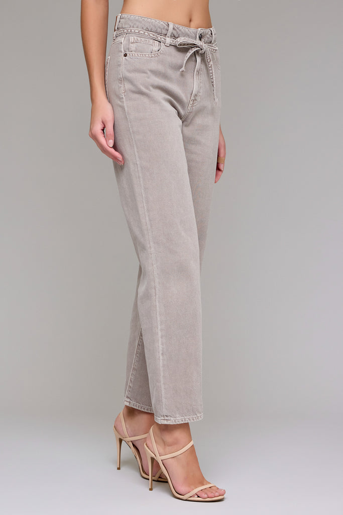 grey tie waist jean