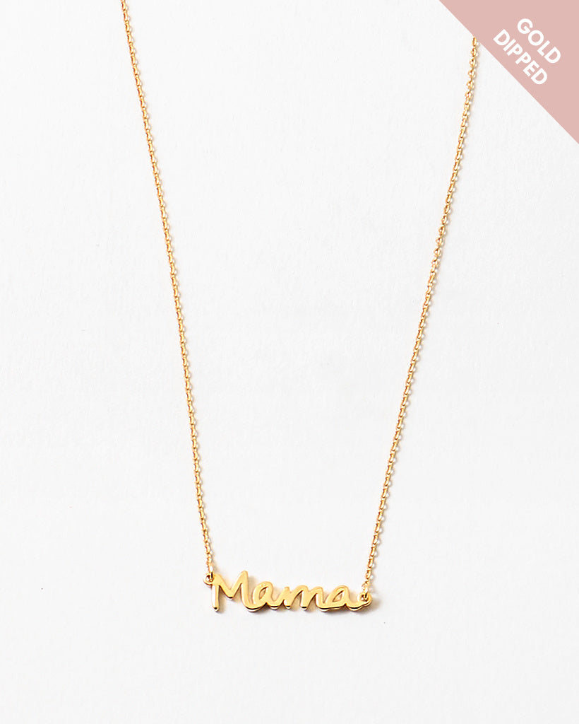 mama script gold necklace