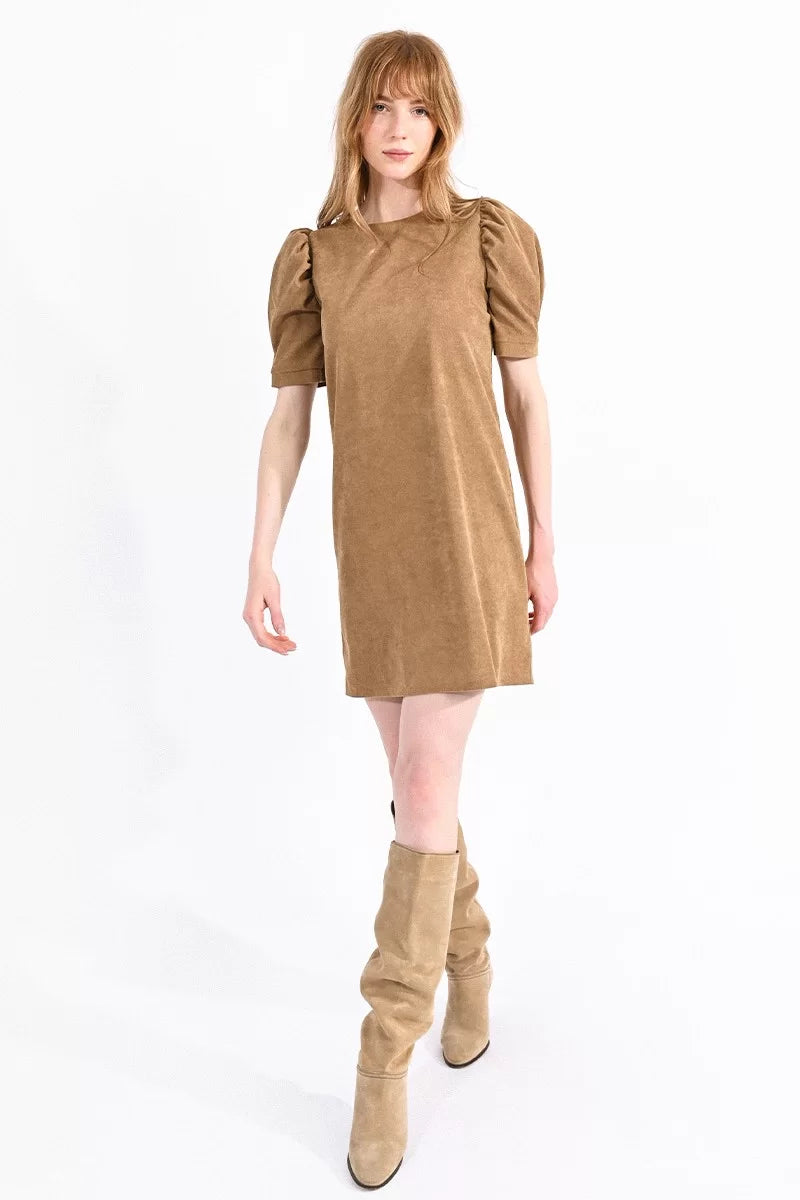 Puff Sleeve Corduroy Dress - Online Only