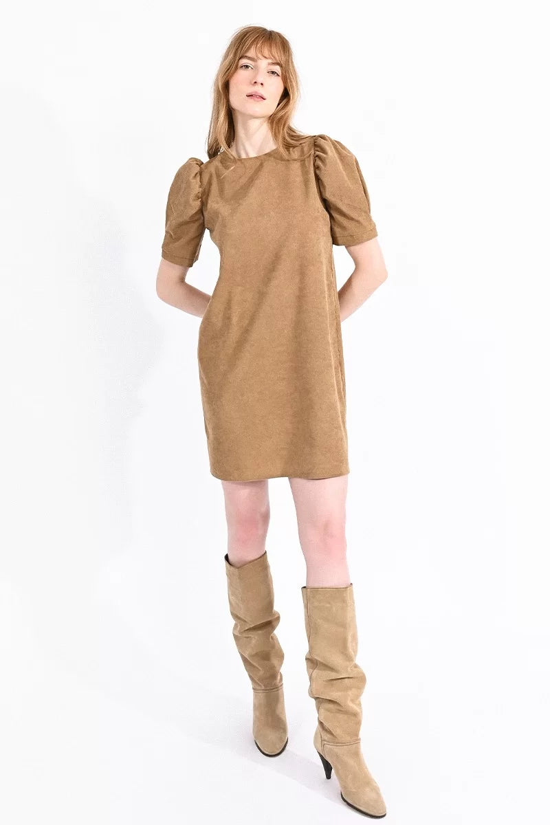 Puff Sleeve Corduroy Dress - Online Only