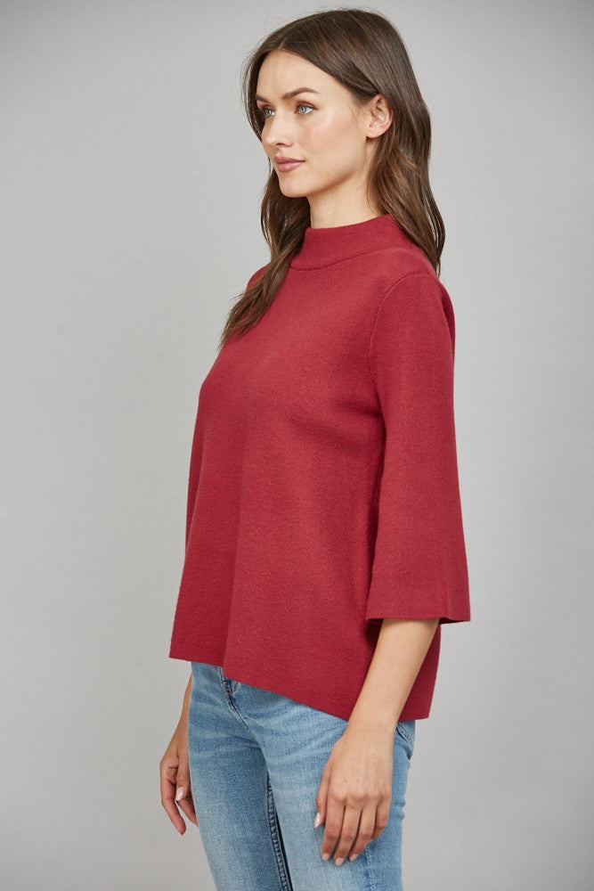 mock neck sweater in light berry