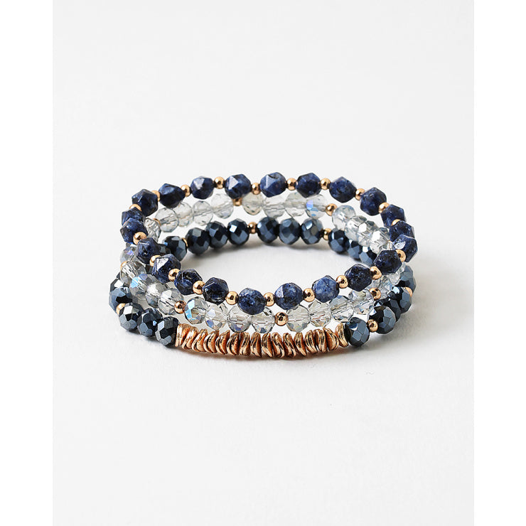 navy bead stack bracelet