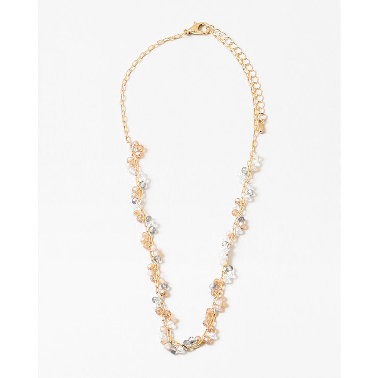 neutral bead clear gold necklace