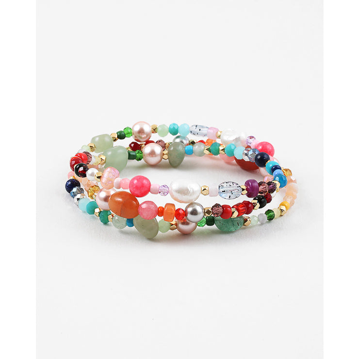 rainbow beaded bracelet stacked