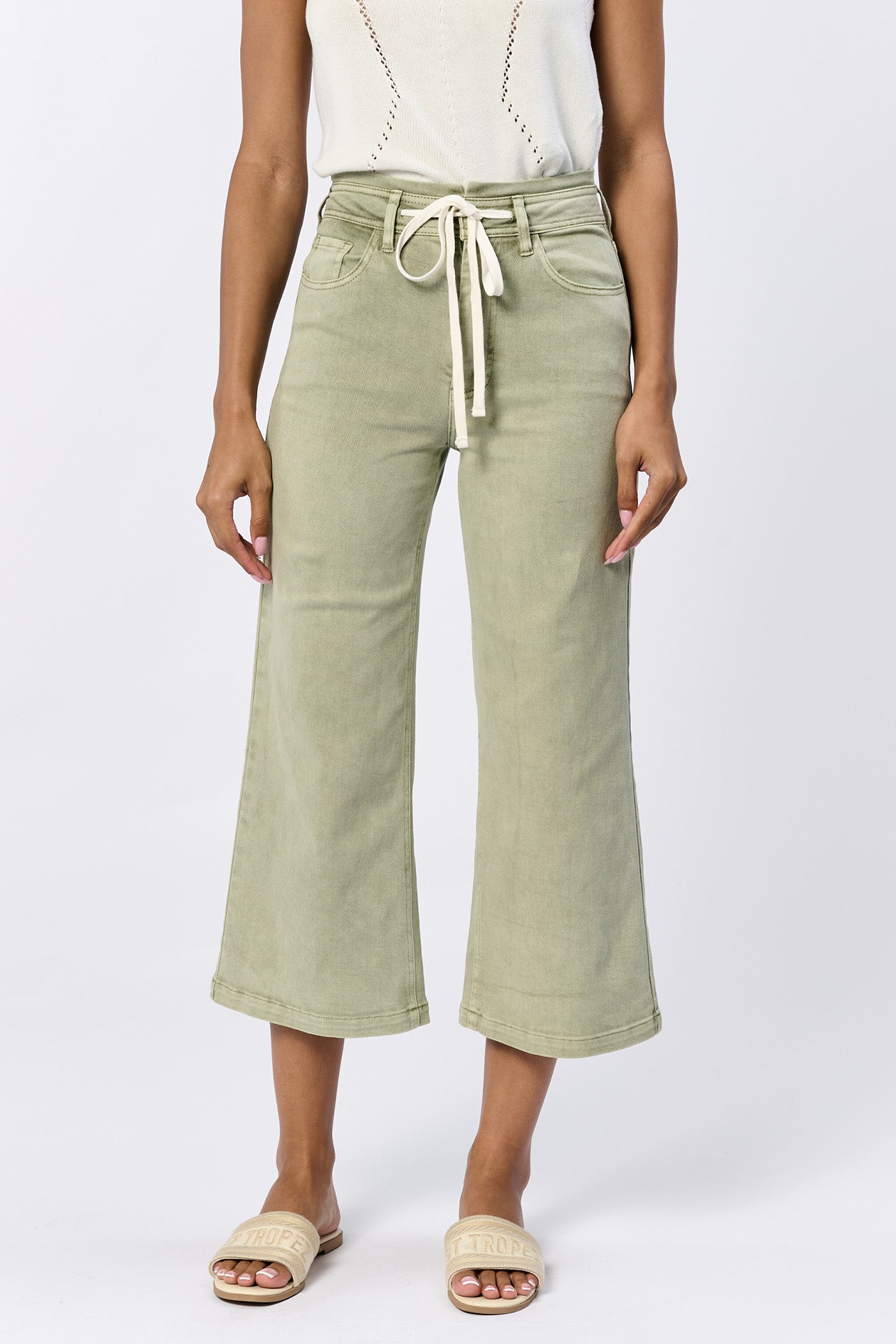 sage cropped jeans