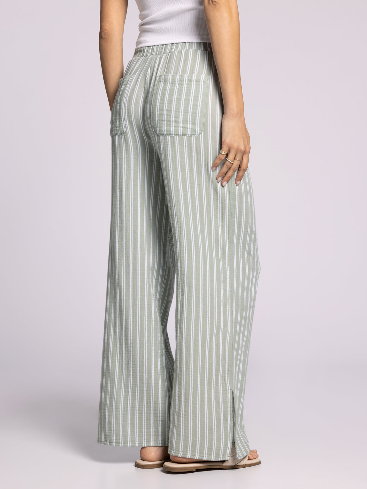sage wide leg pants back