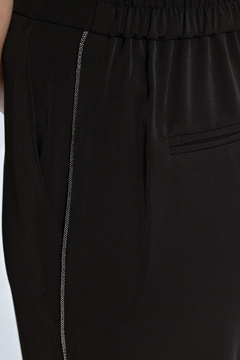 shimmer side detailing on womens black pants
