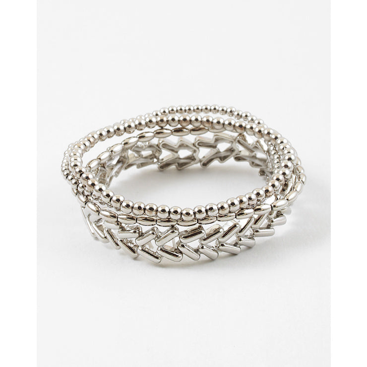 silver bead stack bracelet