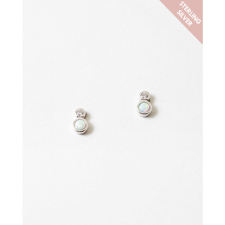 sterling silver opal stud earrings