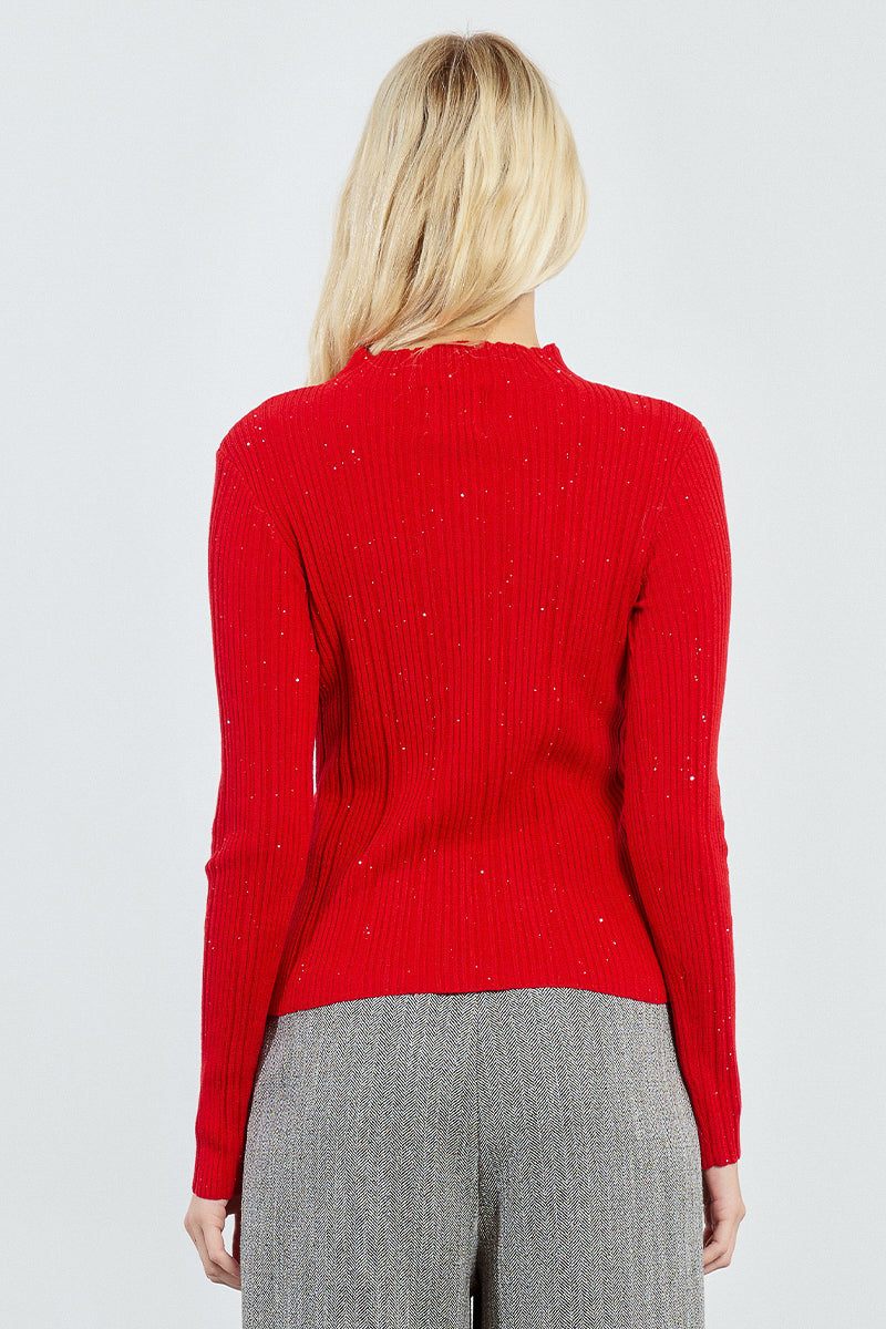 sweater top with raw edges and sequins