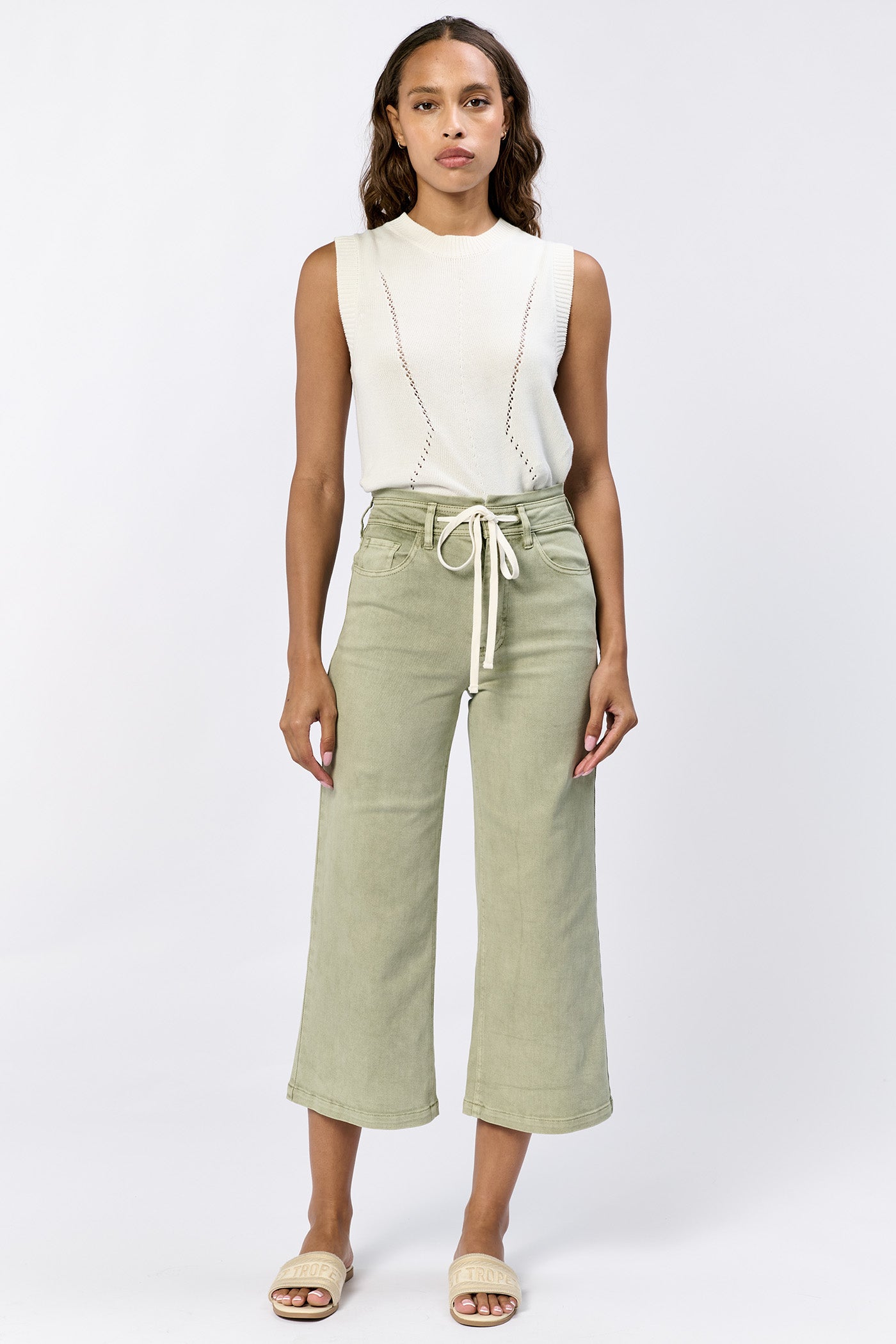 tie waist cropped jeans