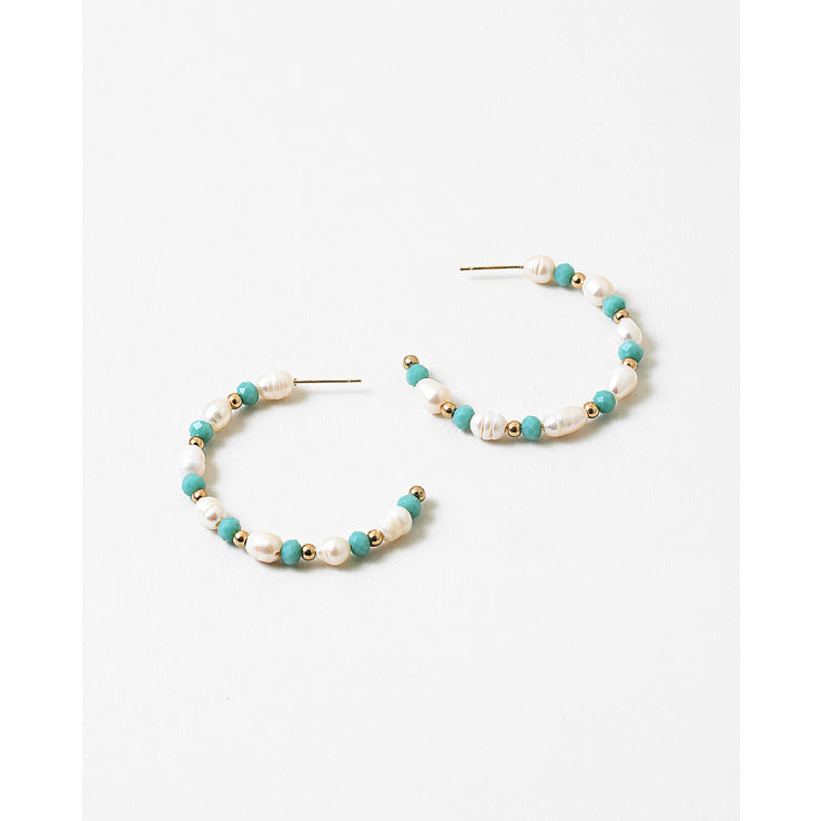 turquoise pearl hoop earrings