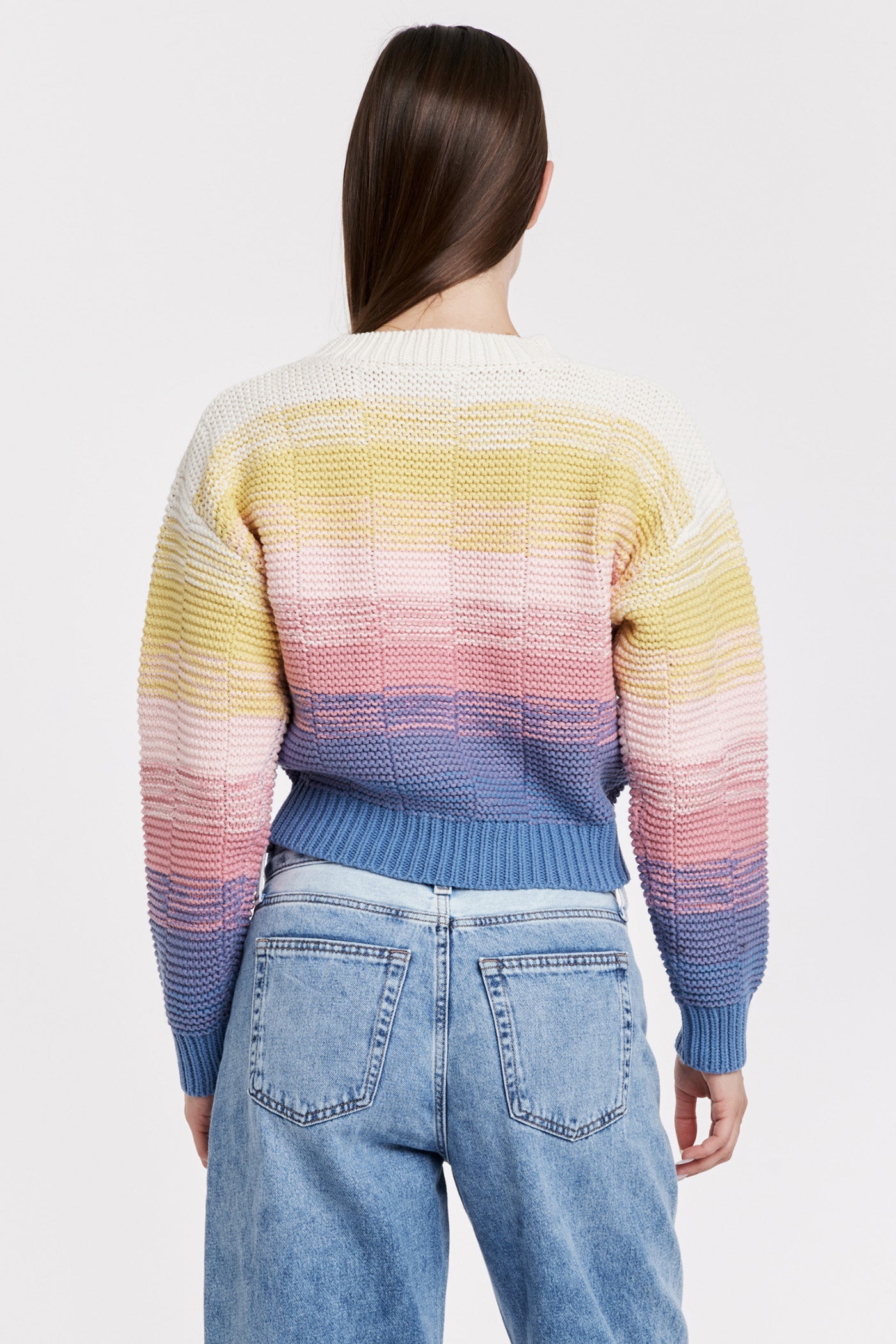 Rainbow Striped Cropped Sweater