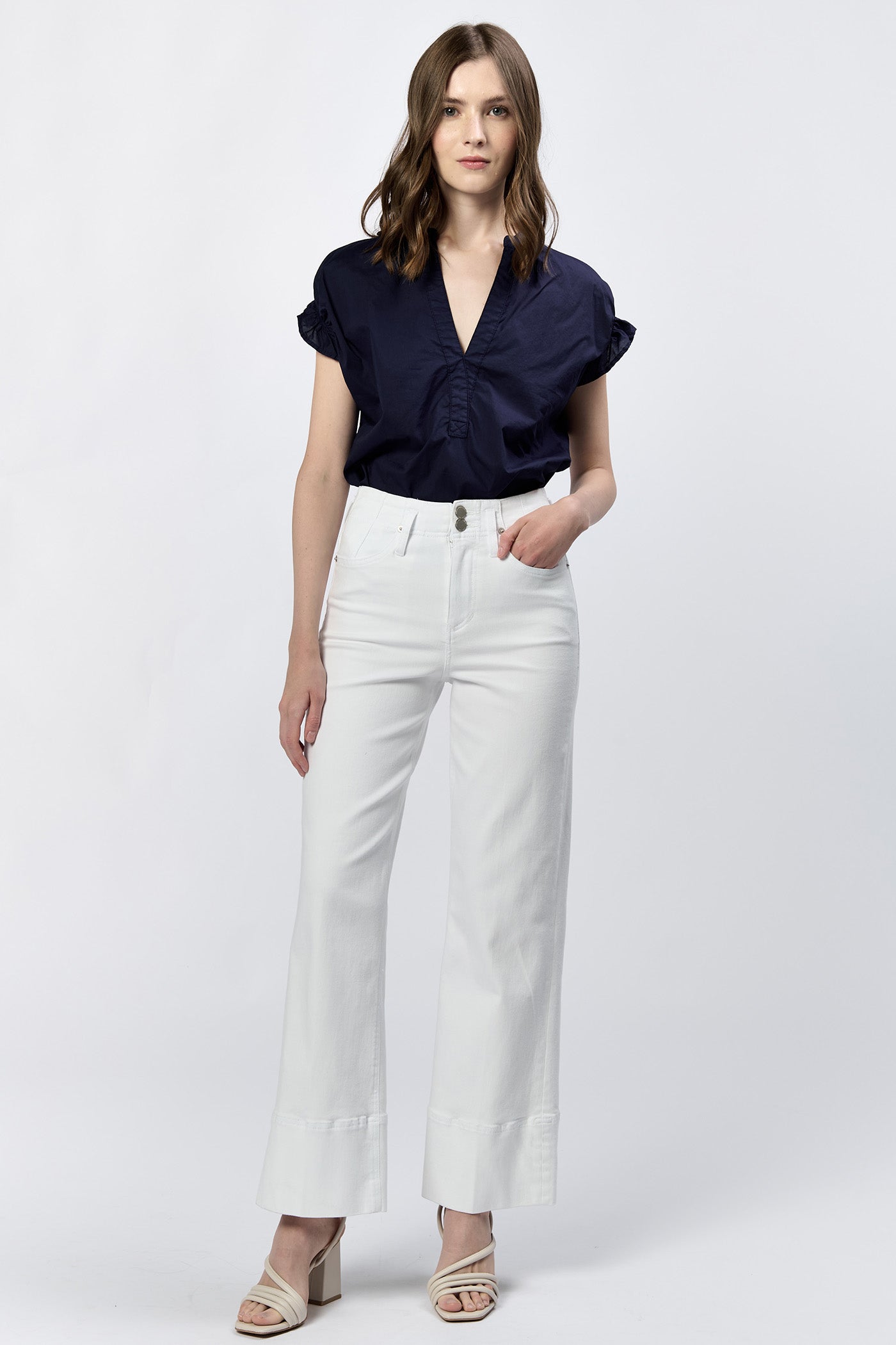 white high rise jeans holly cuff