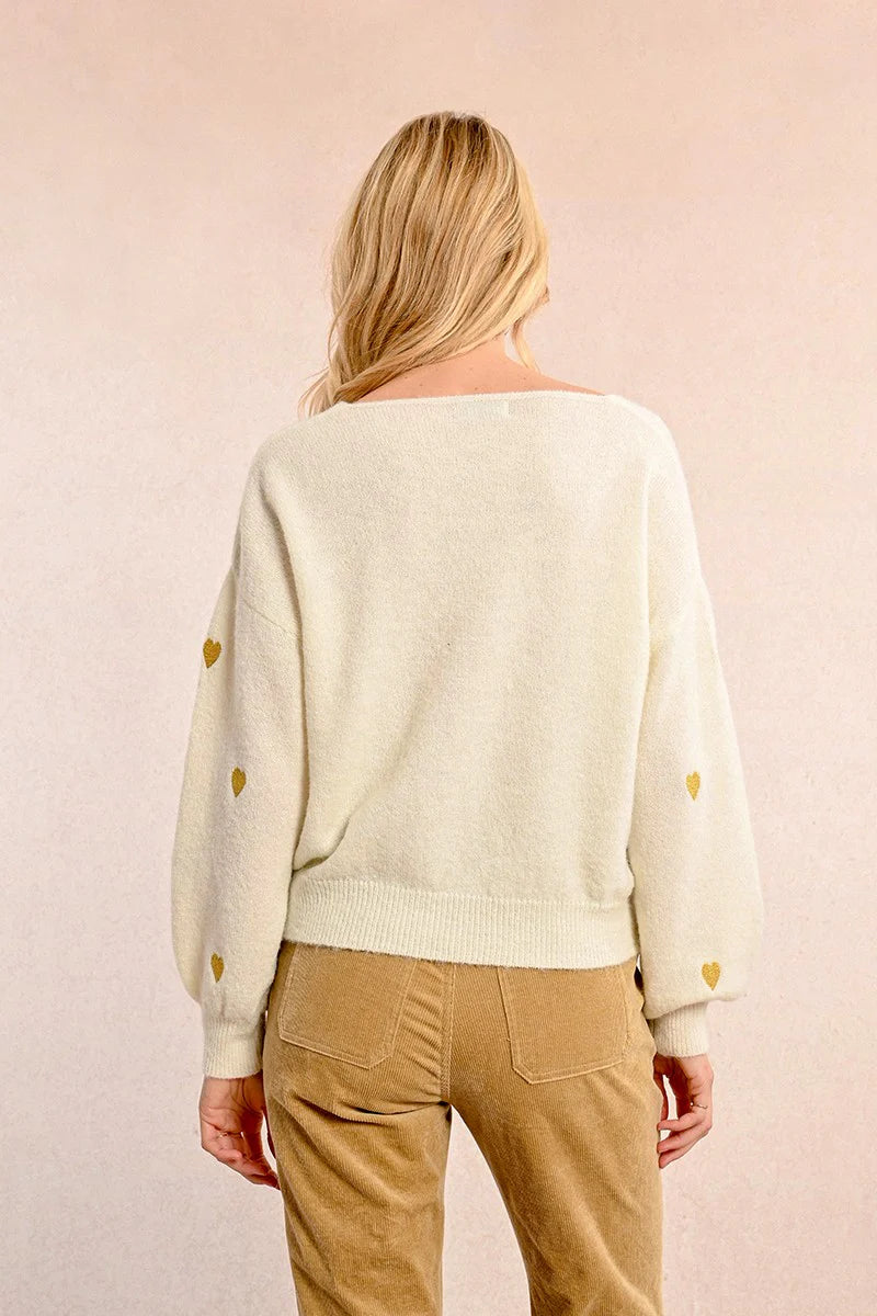 Gold Hearts V-Neck Sweater