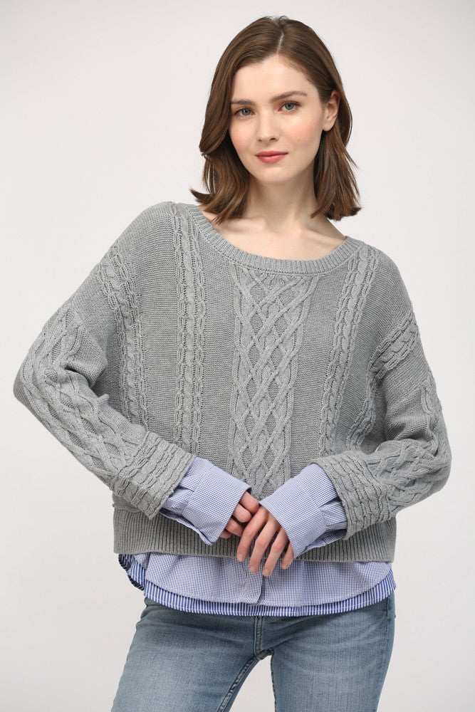 Double Layer Cable Knit Sweater