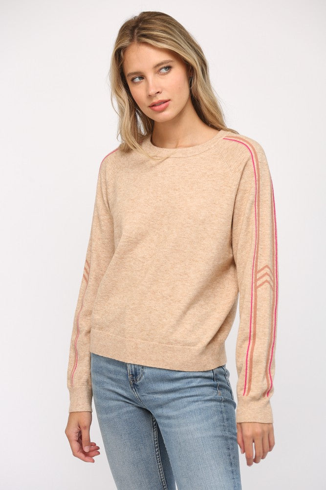 Stripe Detail Crew Neck Sweater